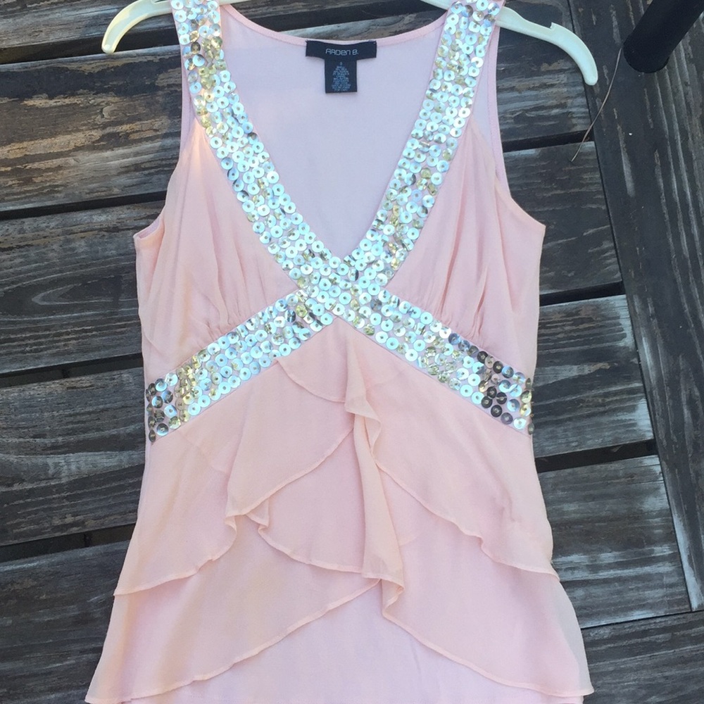Arden b peach sequin top